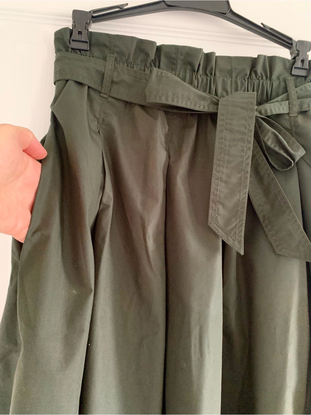H&M Olive Green Paperbag Midi A-Line Skirt - Picture 8 of 8